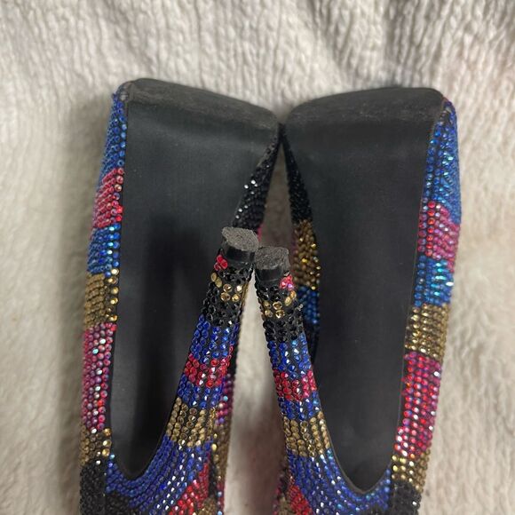 Steve Madden Dyvinal Rhinestones Multi Color slip on platform heels SZ8.5 - Picture 14 of 14